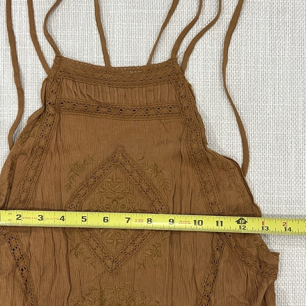 Forever 21 Boho Embroidered Crop Top Brown Fairy Cottagecore S - Picture 7 of 8